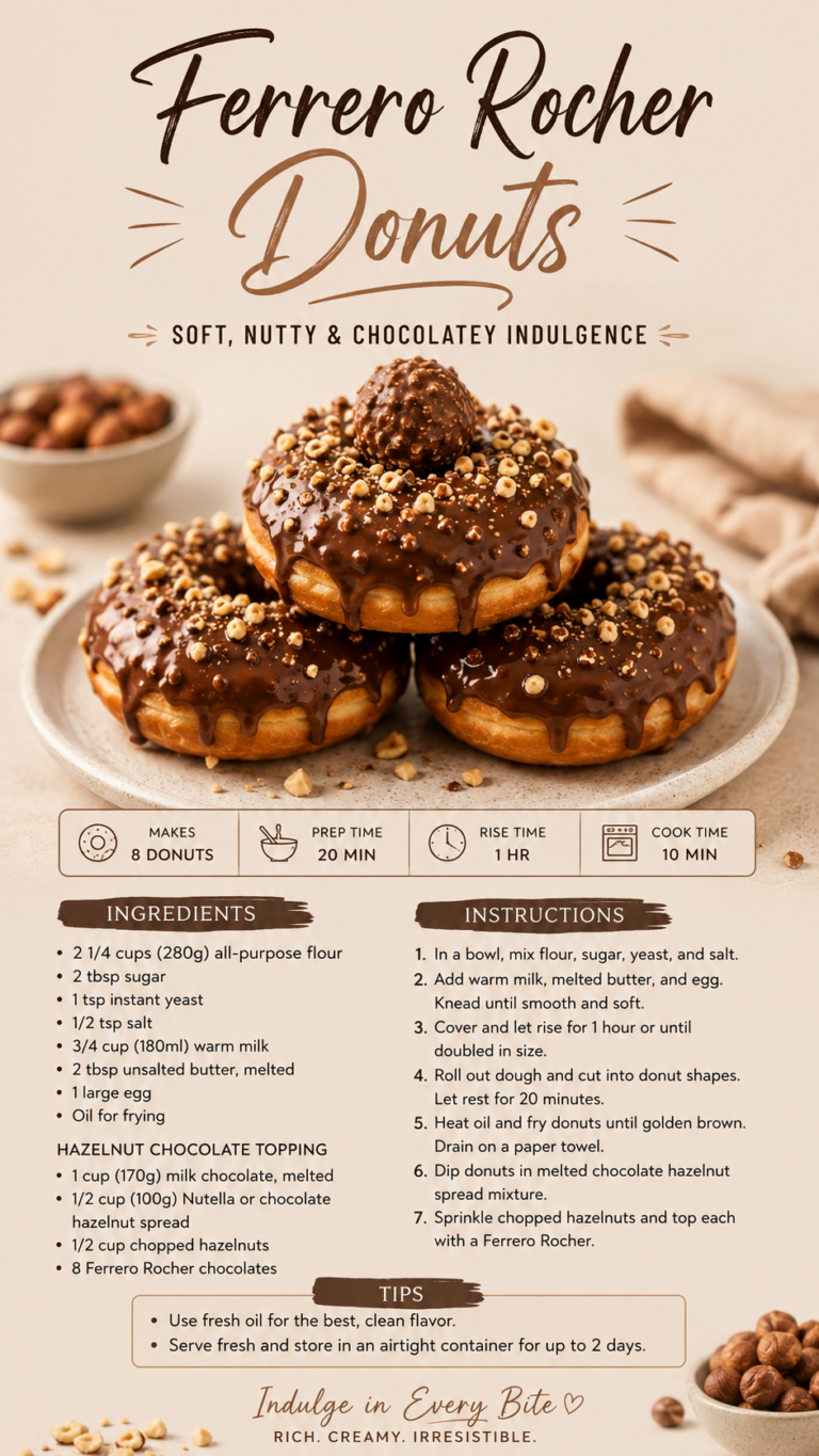 Ferrero Rocher Donuts Recipe  Easy Chocolate Hazelnut Dessert