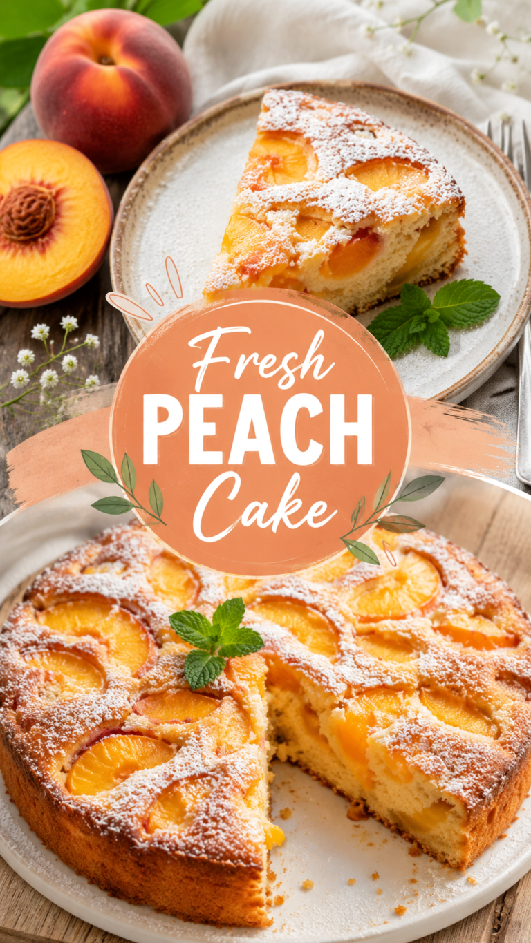 Fresh Peach Cake Recipe Easy Summer Dessert Recipe with Juicy Peaches