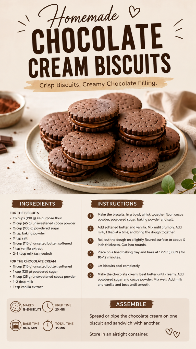 Homemade Chocolate Cream Biscuits Recipe  Easy Chocolate Cookie Recipes