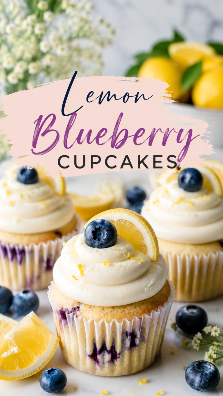 Lemon Blueberry Cupcakes with Cream Cheese Frosting Easy Dessert Recipe