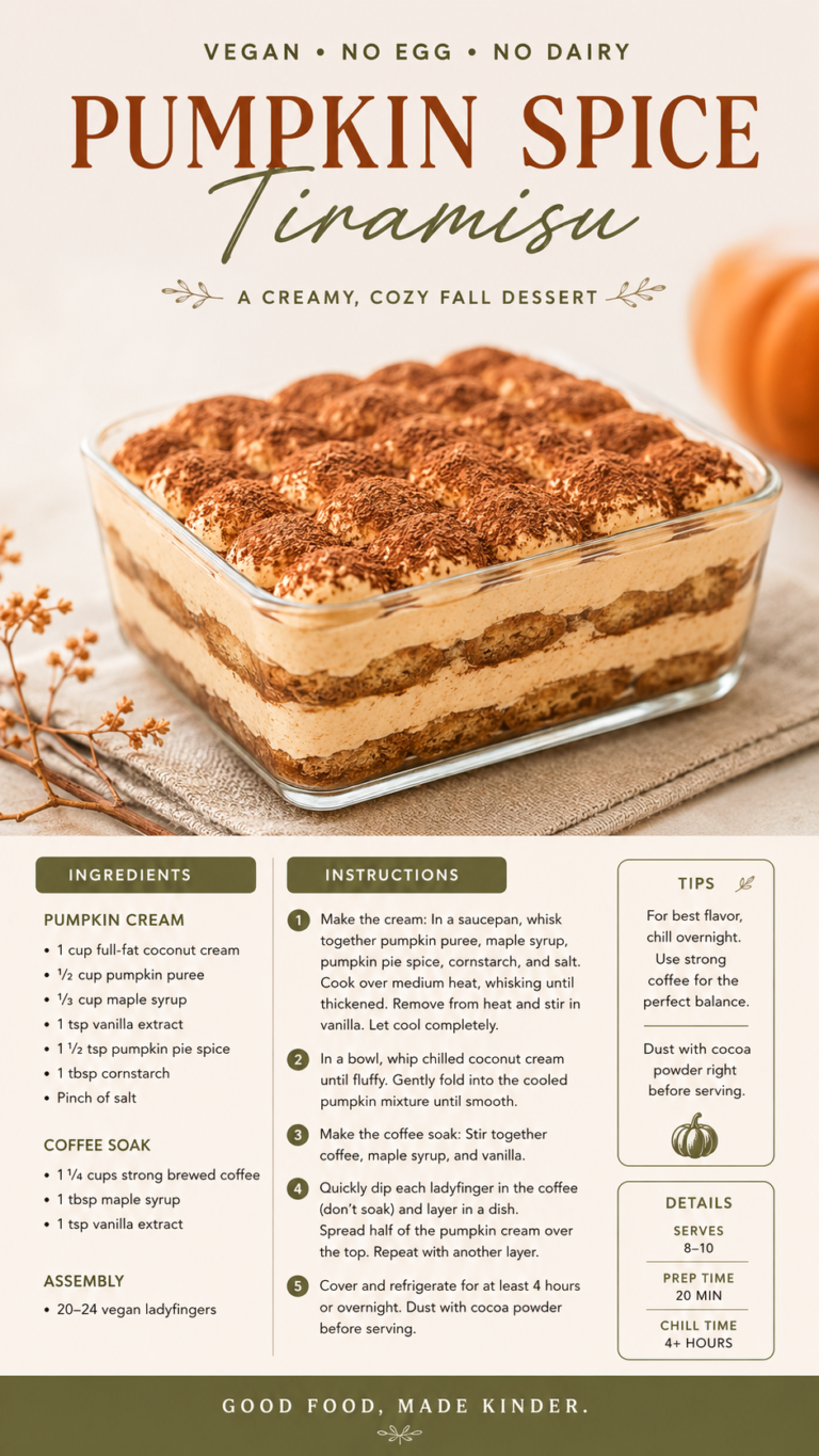 Vegan Pumpkin Spice Tiramisu Recipe  Easy No-Bake Dessert Recipes