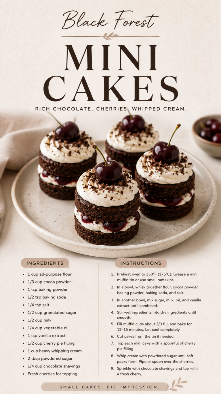 Black Forest Mini Cakes Recipe  Easy Chocolate Cherry Dessert Recipes